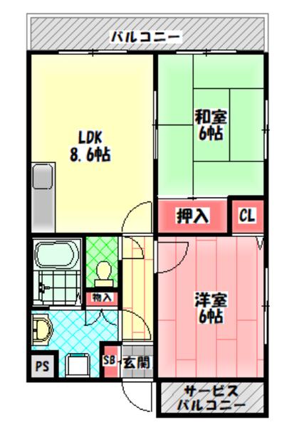 ユートピア中野I(2DK/3階)の間取り写真