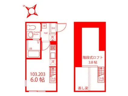 ハーミットクラブハウスプリヴェール(ワンルーム/1階)の間取り写真