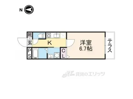 グラン・リーオ北伊丹Ⅱ(1K/1階)の間取り写真