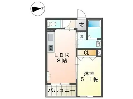 アウローラ本郷町(1LDK/2階)の間取り写真