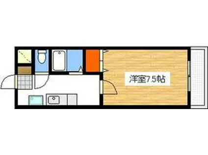 ロイヤルミッテ(1K/4階)の間取り写真