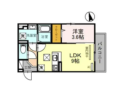ノース PARK三田(1LDK/1階)の間取り写真