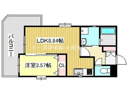 クオリアけやき通(1LDK/4階)の間取り写真