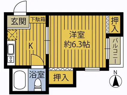 コーポかどやV(1K/3階)の間取り写真