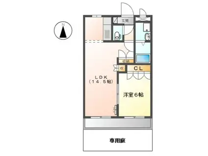 グリーンハイム新守山(1LDK/1階)の間取り写真