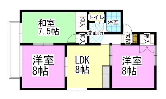 パークサイド新福A棟(3LDK/2階)の間取り写真