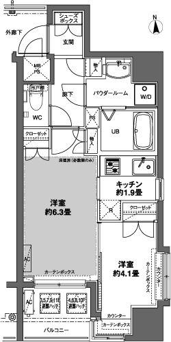コンフォリア芝公園(1DK/12階)の間取り写真