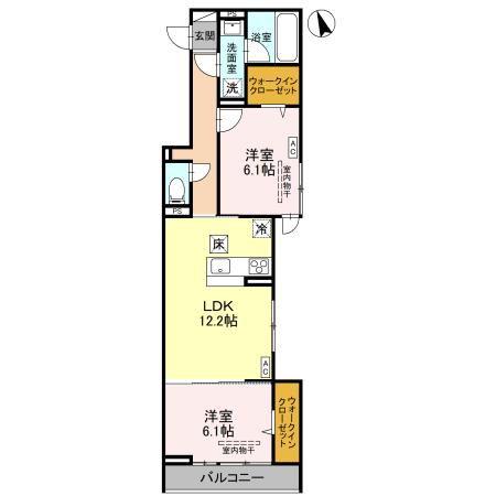 TORISIAS 東城南 A A(2LDK/1階)の間取り写真