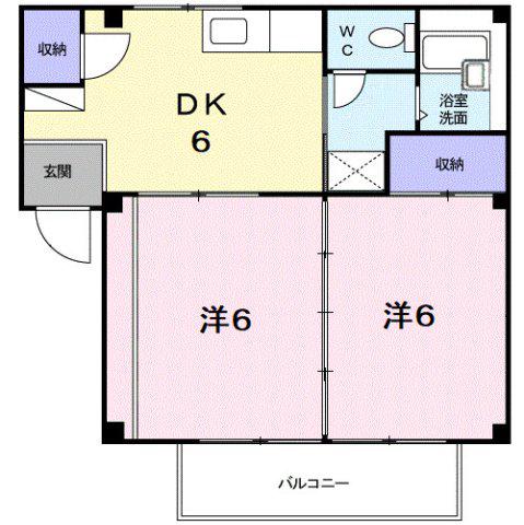 コーポ サンスカイ2(2DK/1階)の間取り写真
