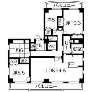 万宝マンション(4LDK/8階)の間取り写真