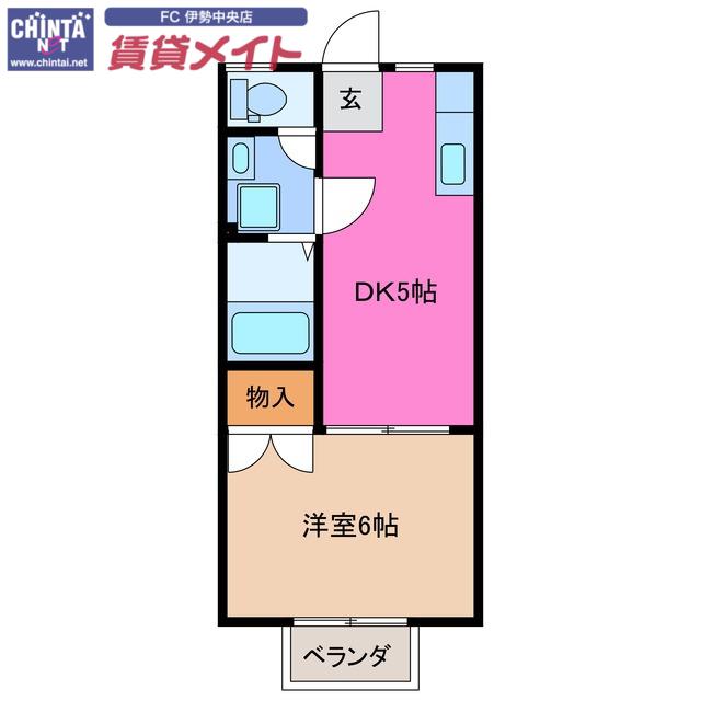 シュラインビレッジ(1DK/2階)の間取り写真