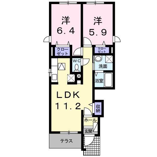 アルエットNEO(2LDK/1階)の間取り写真