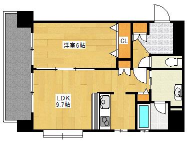 フォーセゾン出汐(1LDK/9階)の間取り写真