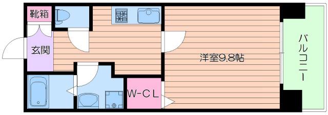 TMK江坂(1K/9階)の間取り写真