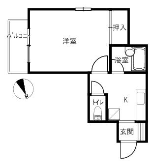 CENTER ウエスト(1K/1階)の間取り写真