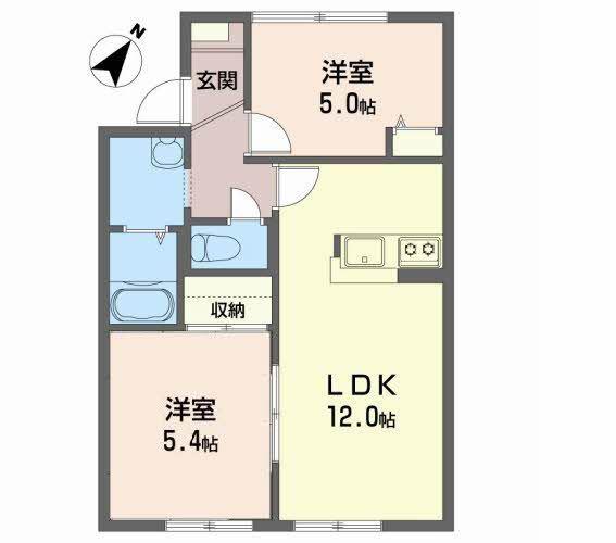 メゾン・カズB(2LDK/1階)の間取り写真