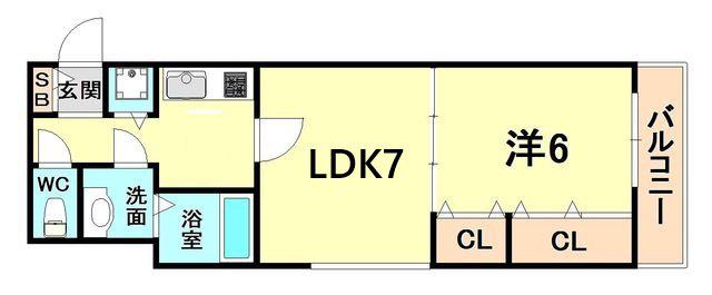 大谷町アネックス(1LDK/4階)の間取り写真