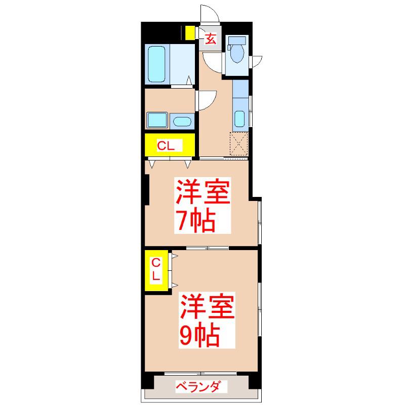ソネット鴨池ビル(2K/5階)の間取り写真