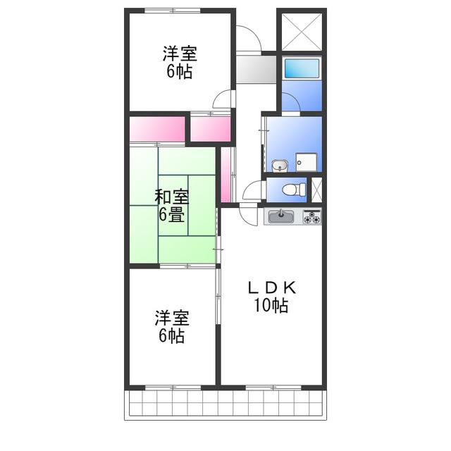 ヴェルテ岸和田(3LDK/1階)の間取り写真
