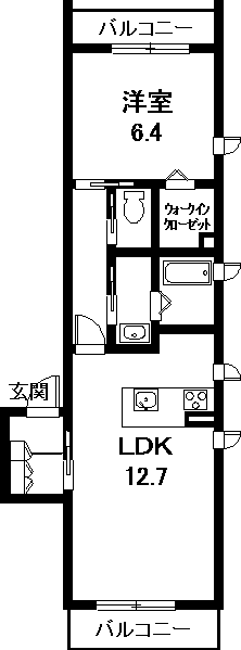 プチメゾン丘上(1LDK/3階)の間取り写真