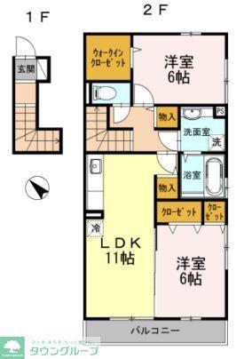 フローラ(2LDK/2階)の間取り写真