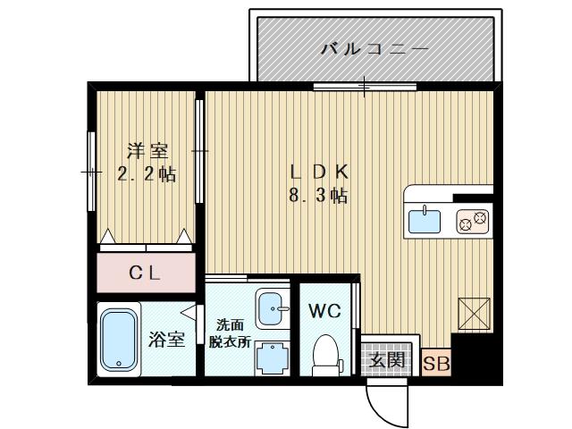 リアコートJR淡路駅前(1LDK/1階)の間取り写真