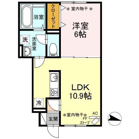 セジュールK&K(1LDK/1階)の間取り写真