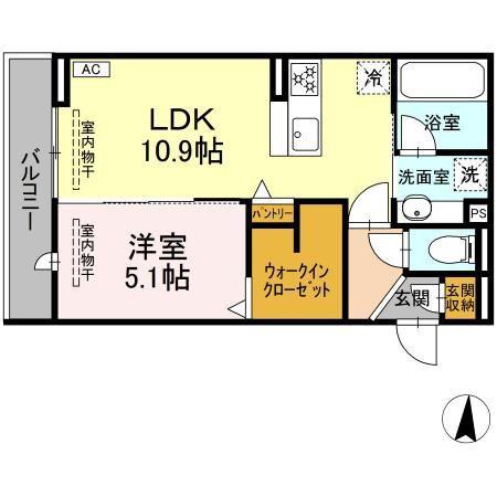 D CREST 若松町(1LDK/3階)の間取り写真