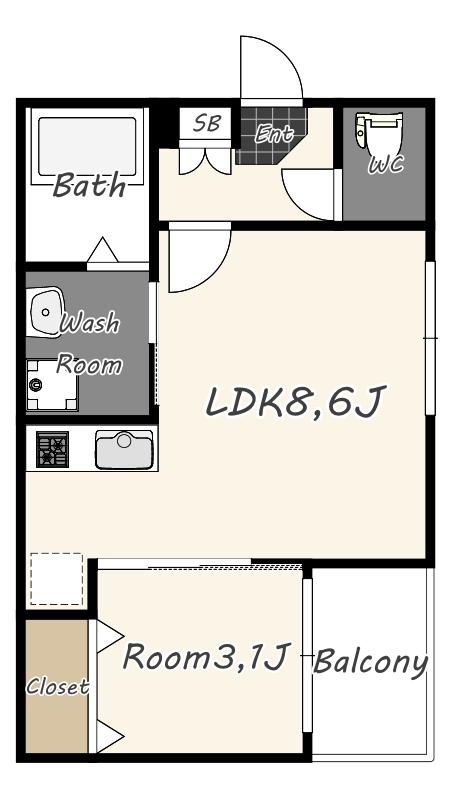 HARMONY TERRACE 吉祥院西定成町(1LDK/3階)の間取り写真