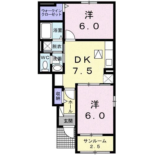 ペルソナIII(2DK/1階)の間取り写真
