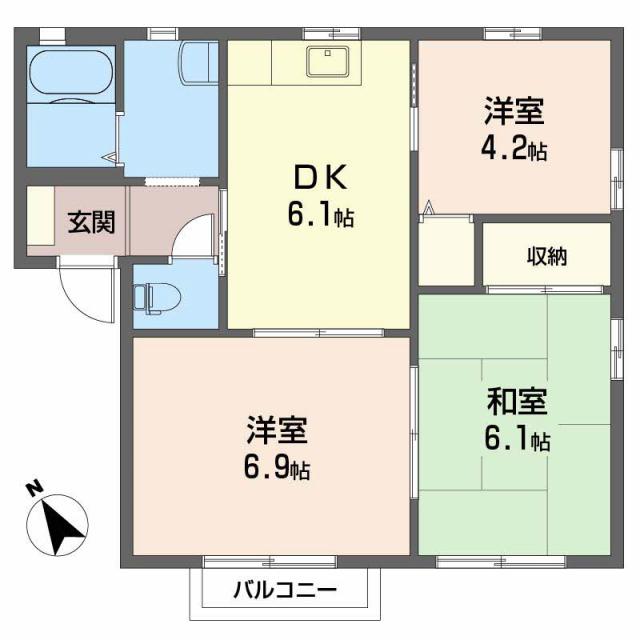 メゾン喜多川 A棟(3DK/2階)の間取り写真