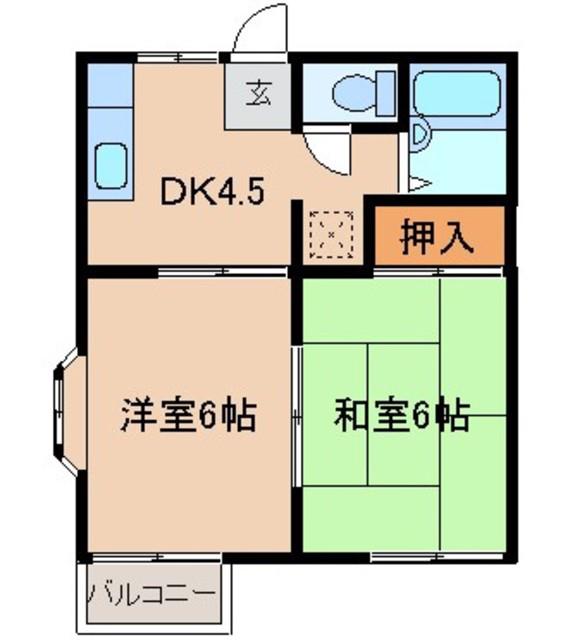 クワガタコーポ(2K/2階)の間取り写真