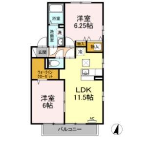 グランフォート壱番館(2LDK/1階)の間取り写真