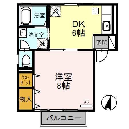 カーサ・プリート(1DK/1階)の間取り写真