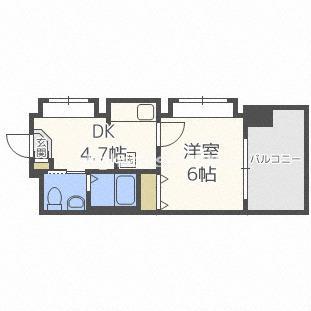 コンチネンタル東小橋(1DK/7階)の間取り写真