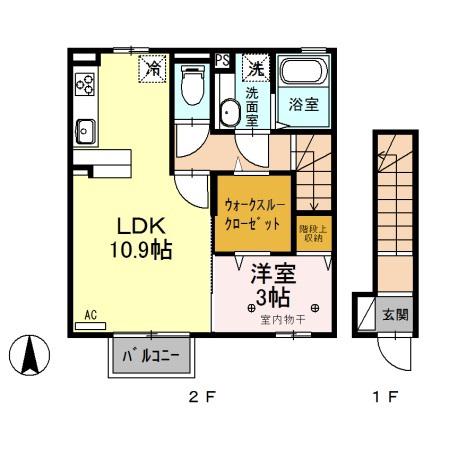 ウィット SW Ⅱ(1LDK/2階)の間取り写真