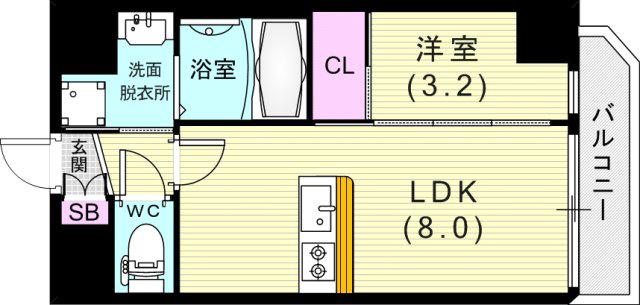 スワンズシティ神戸湊川II(1LDK/12階)の間取り写真