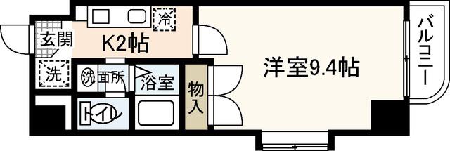 西広島ビレッジ(1K/2階)の間取り写真