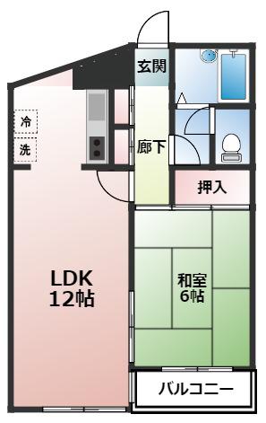 サンテルモ市村(1LDK/3階)の間取り写真