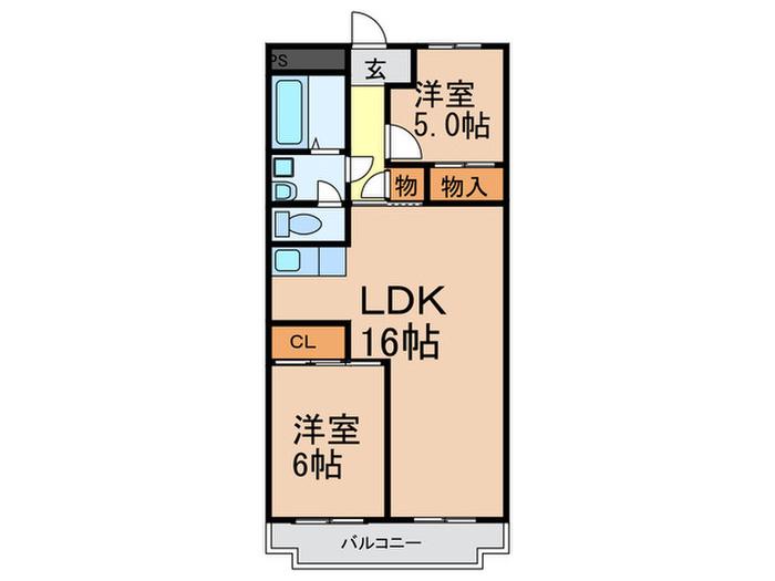 セントラルハイツ(2LDK/2階)の間取り写真