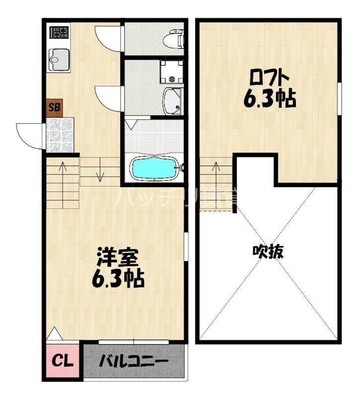 ハーモニーテラス原田III(1K/1階)の間取り写真
