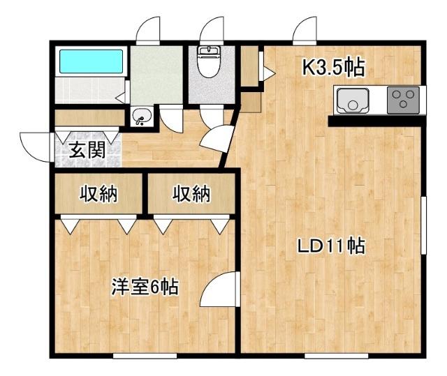 FUN HOUSE(1LDK/1階)の間取り写真