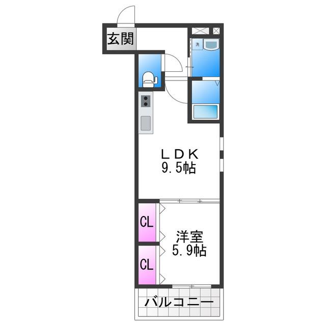 フジパレス今川公園東II番館(1LDK/3階)の間取り写真