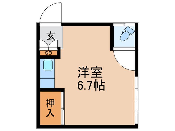宍戸荘(ワンルーム/2階)の間取り写真