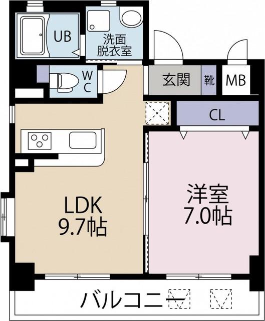 コンソラーテ薬院(1LDK/7階)の間取り写真