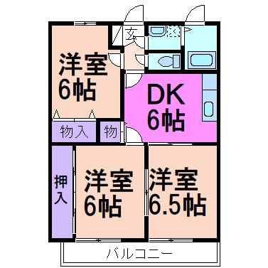 ラフォーレ・ポワールII(3DK/3階)の間取り写真