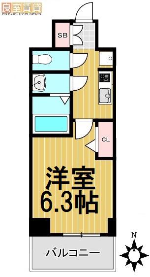 メイクス鶴舞II(1K/6階)の間取り写真