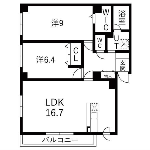 清和マンション月寒(2LDK/3階)の間取り写真
