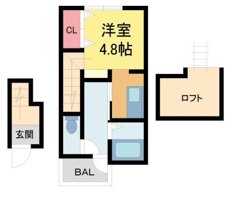 あんしん美座08-1057(ワンルーム/2階)の間取り写真