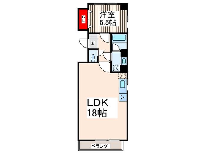 フラッツ宇佐美(1LDK/2階)の間取り写真